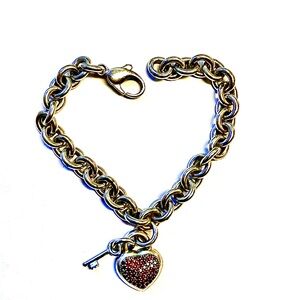 Red Diamond Pave Heart Bracelet